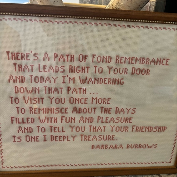 Vintage Friendship Path of Remembrance Cross Stitch Needle Point Framed Art - Picture 4 of 5